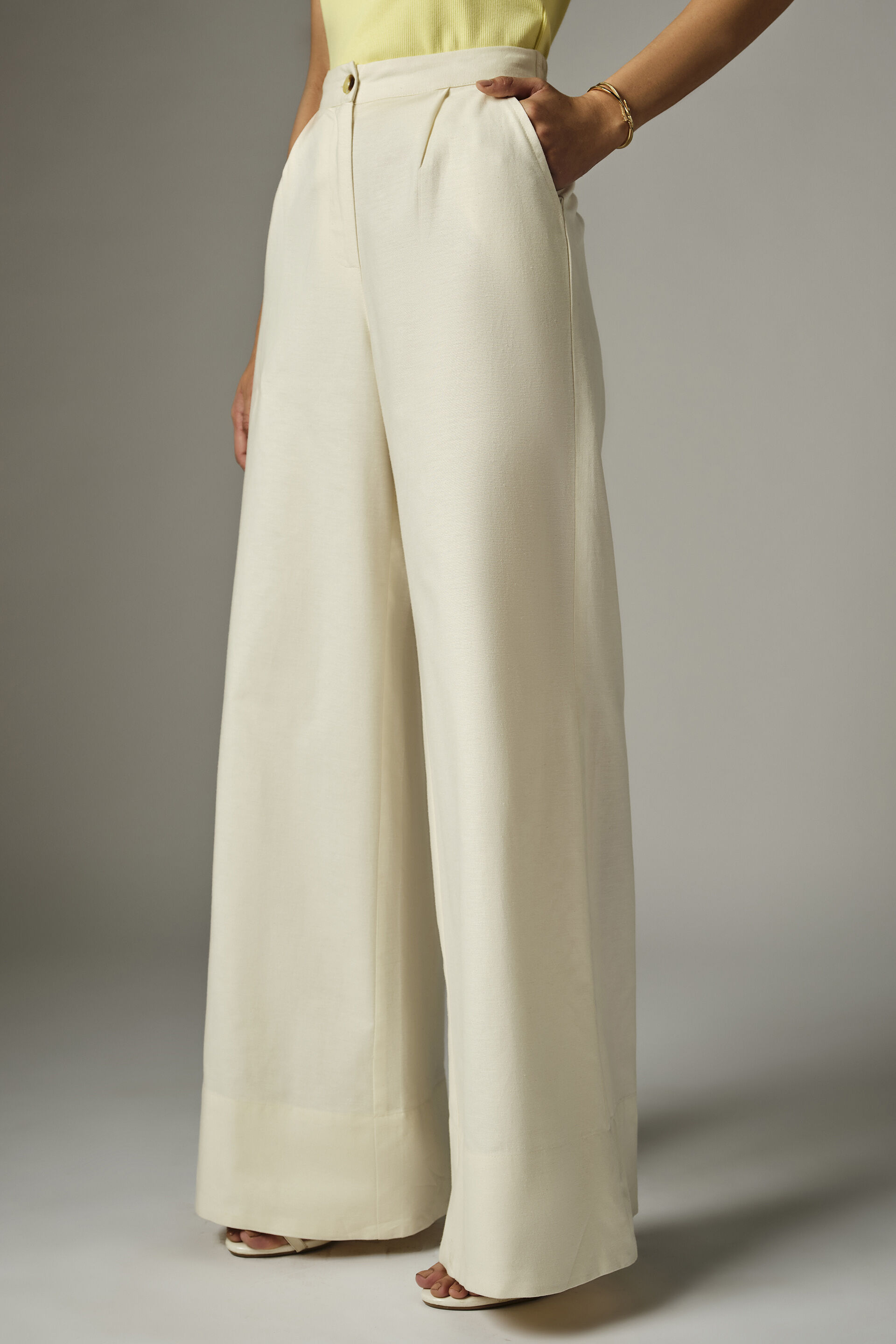 Off-White Wide-Leg Pants, Off White, image 3